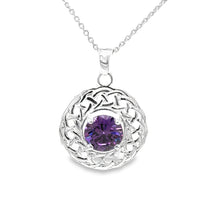 Load image into Gallery viewer, CELTIC PURPLE CZ  PENDANT
