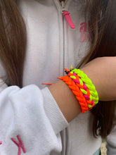 Load image into Gallery viewer, 3 Platted Florescent wristbands.
