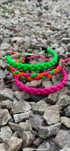 Load image into Gallery viewer, 3 Platted Florescent wristbands.
